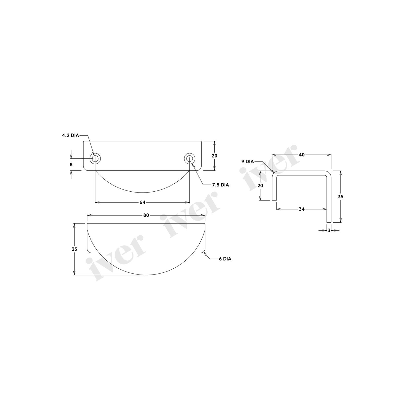 Iver Osaka Lip Drawer Cabinet Pull Handle gallery detail image