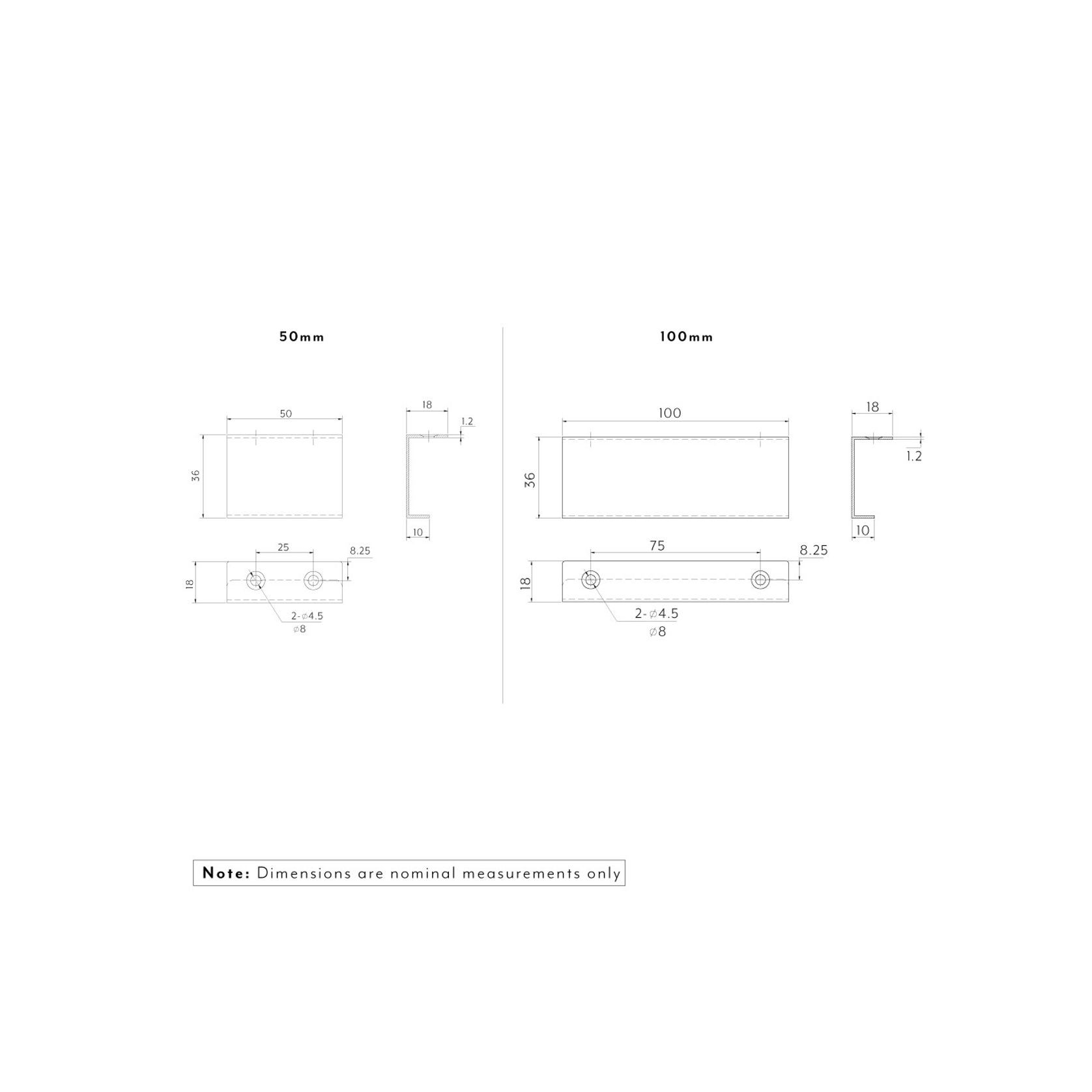 Rappana Cabinetry Pull Extended 100mm gallery detail image