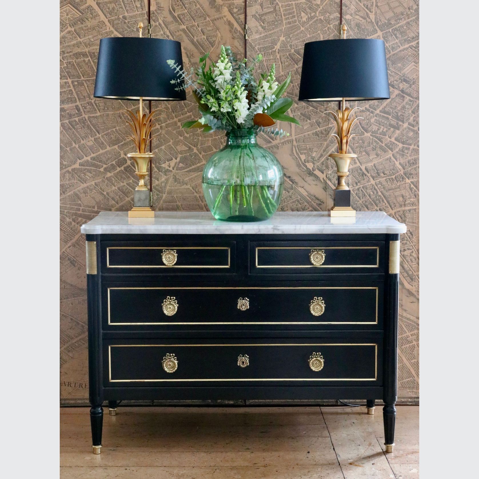 Mid Century Louis XVi Style Ebonised Chest Of Drawers gallery detail image
