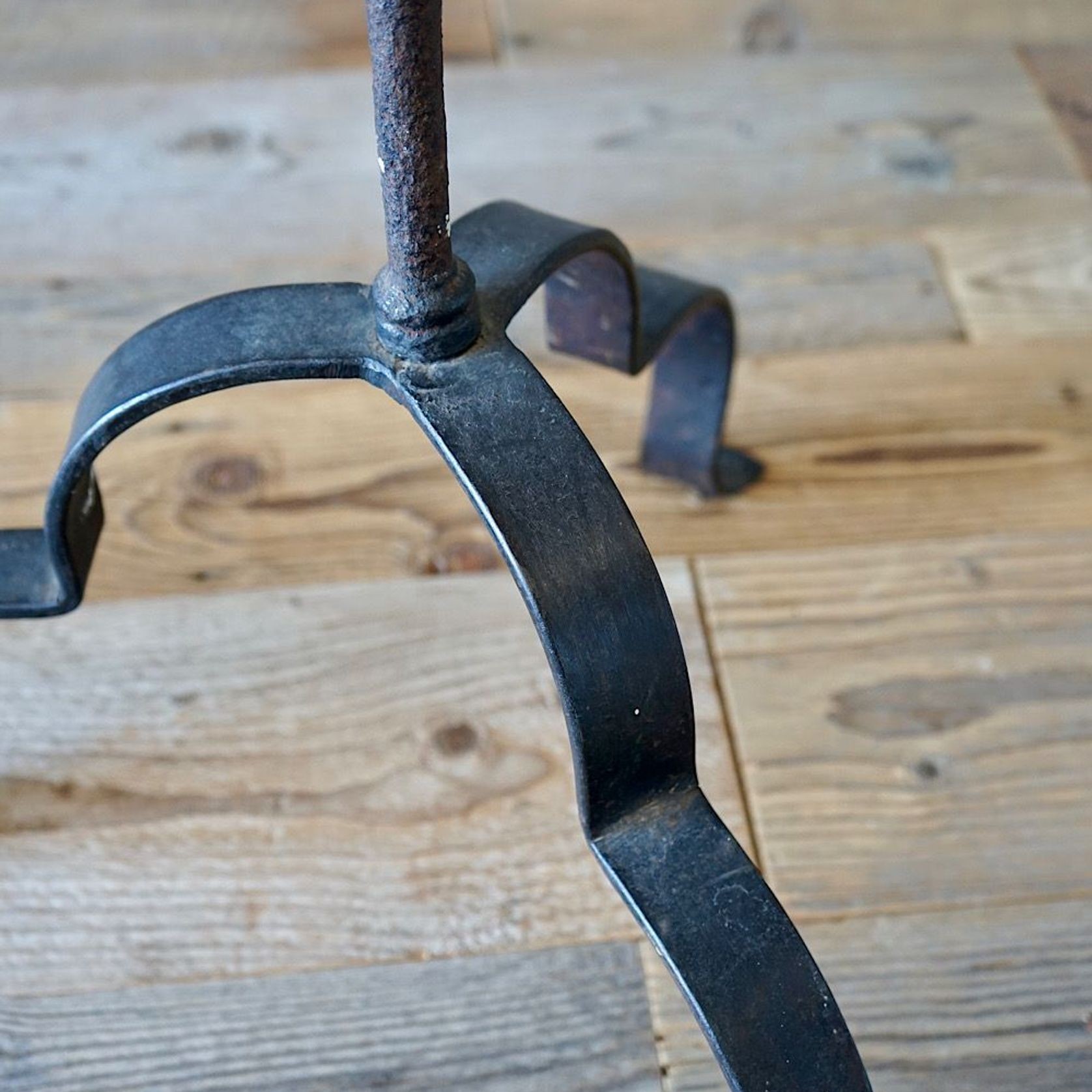 Large Antique Italian Wrought-Iron Candlesticks (Pair) gallery detail image