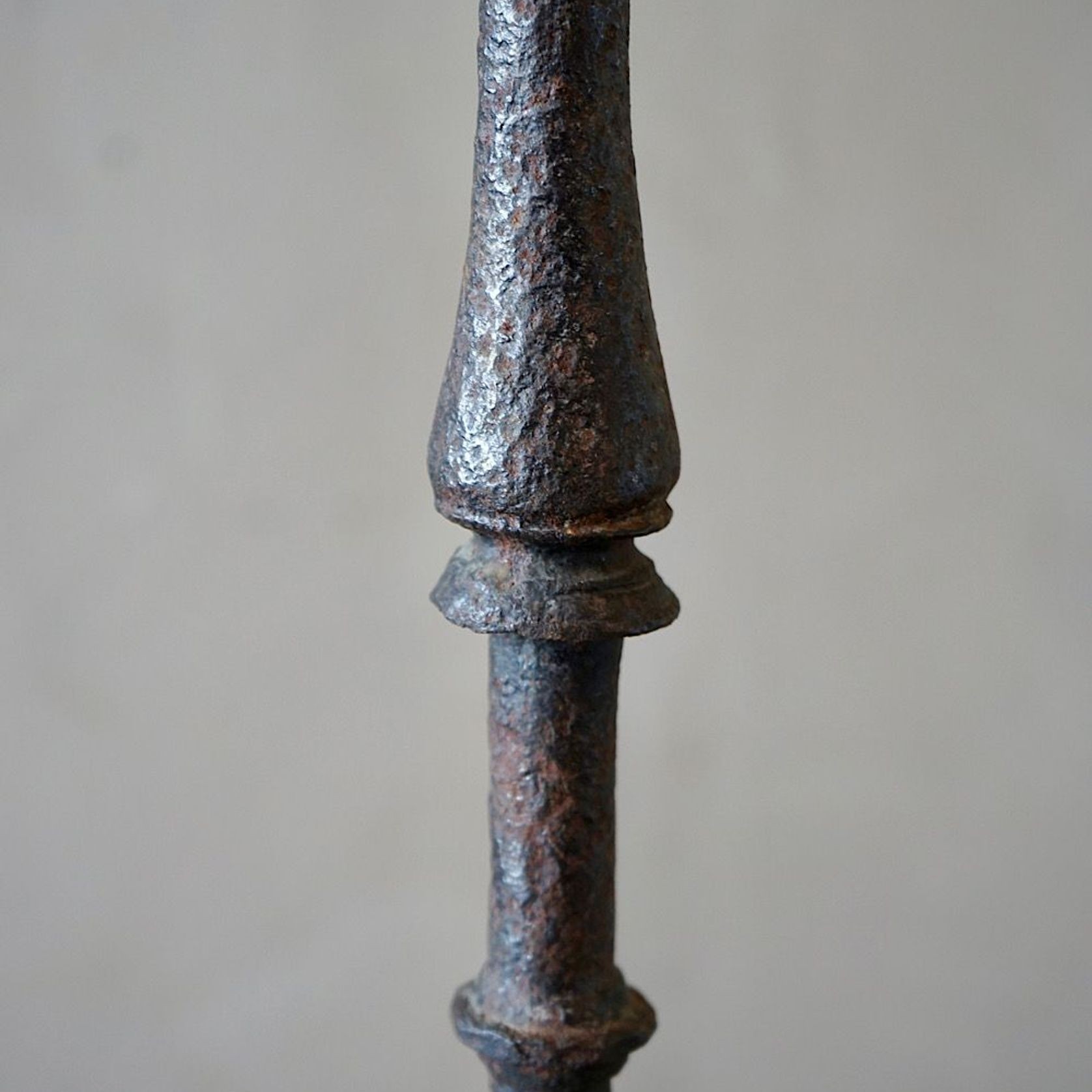 Large Antique Italian Wrought-Iron Candlesticks (Pair) gallery detail image