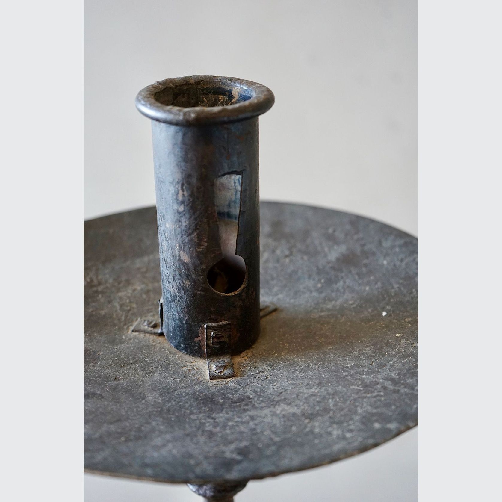 Large Antique Italian Wrought-Iron Candlesticks (Pair) gallery detail image