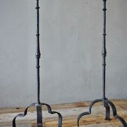 Large Antique Italian Wrought-Iron Candlesticks (Pair) gallery detail image