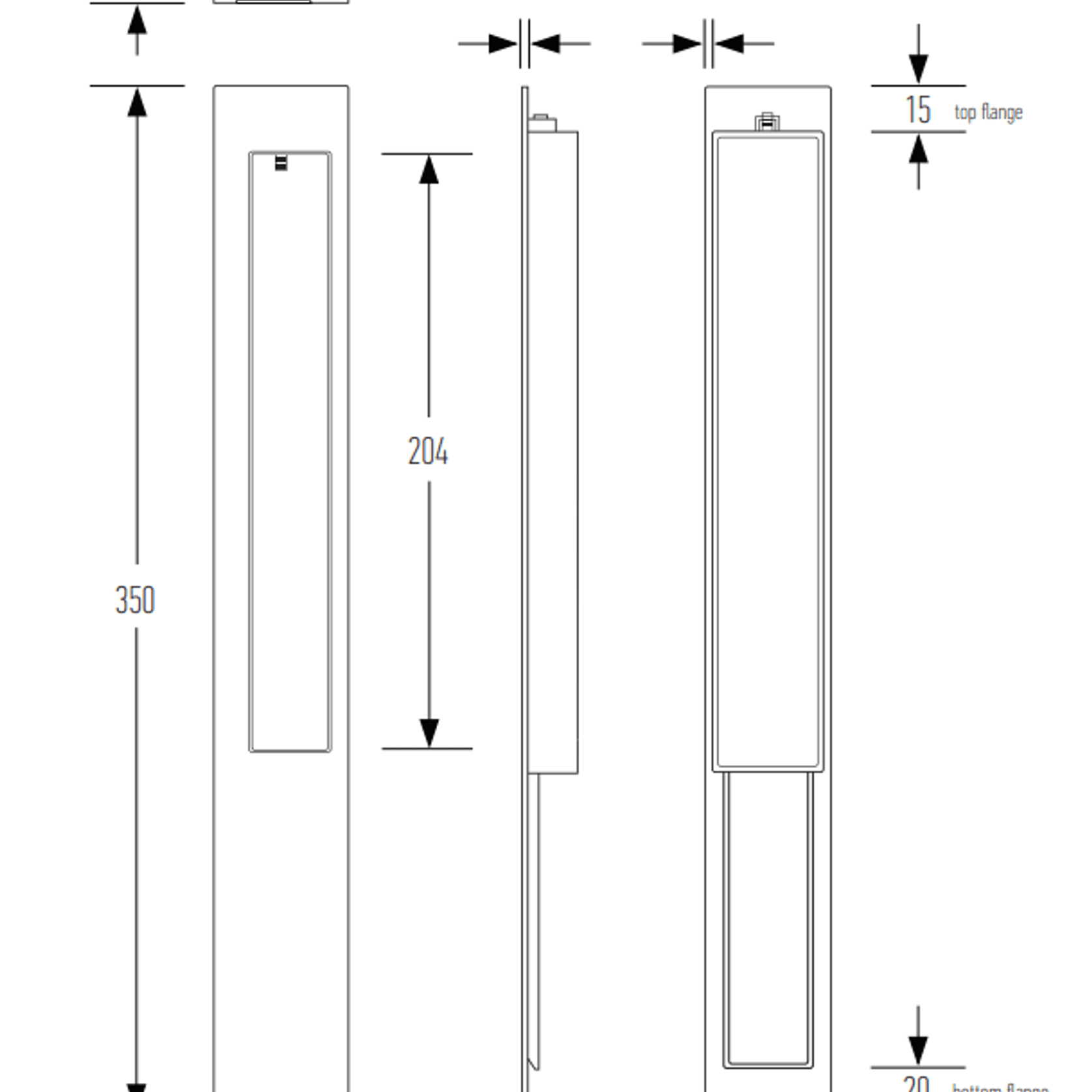 HB3370 and HB3375 with keyhole 350mm Flush Handle gallery detail image
