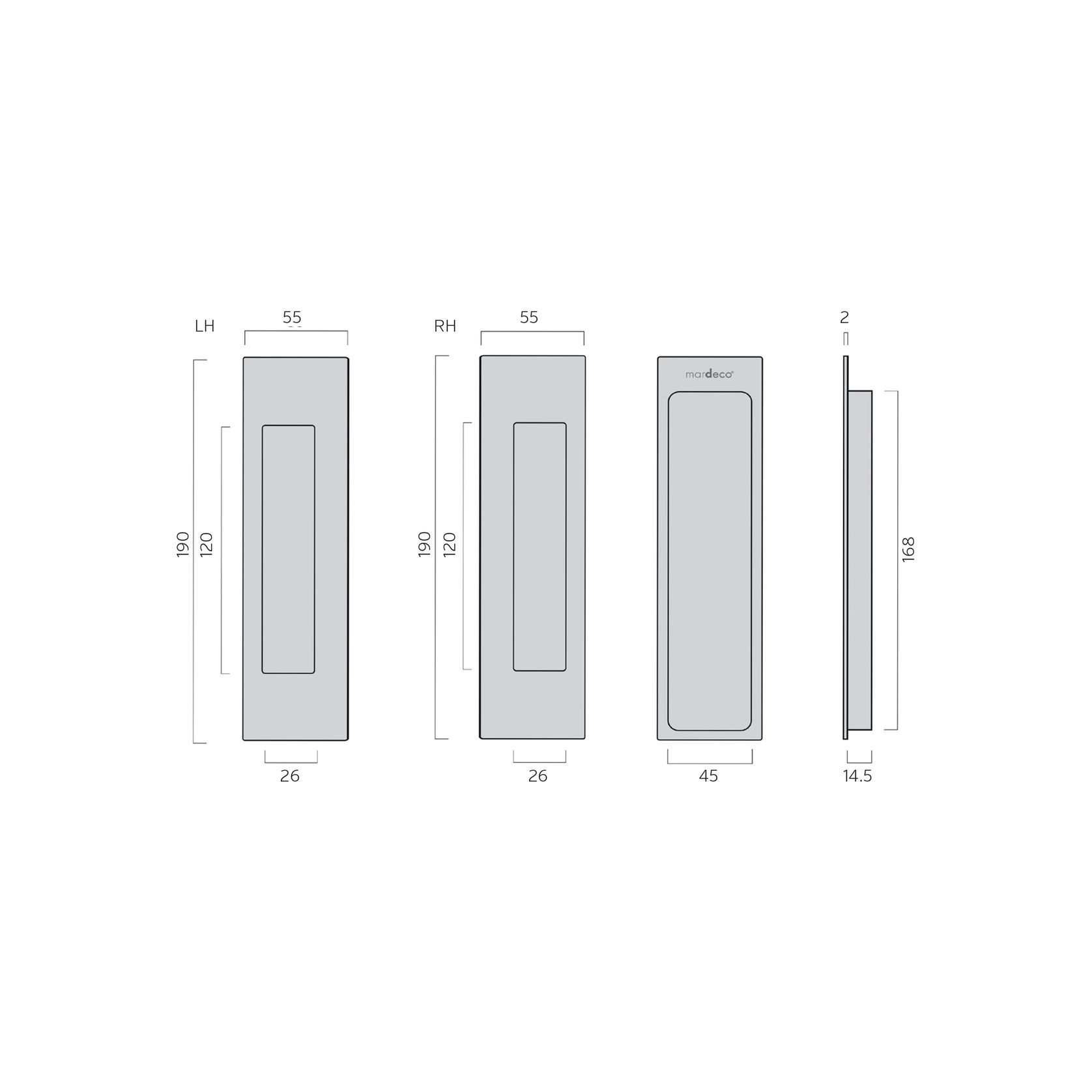 8003 M-Series Offset Flush Pull gallery detail image