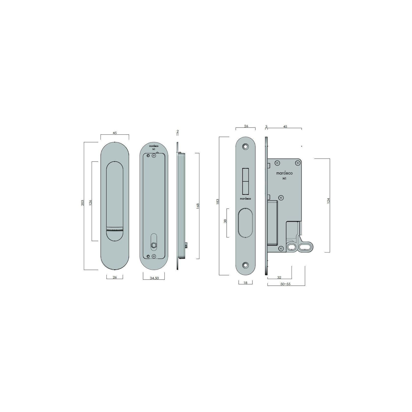 Oval M-Series 9004 Flush Pull Privacy Set gallery detail image