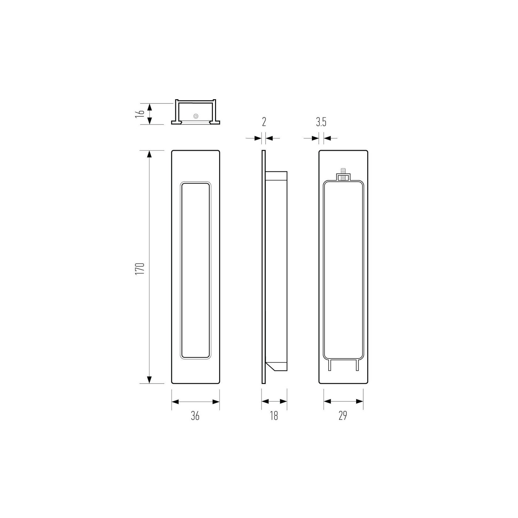 HB670 170mm Deep Flush Pull gallery detail image