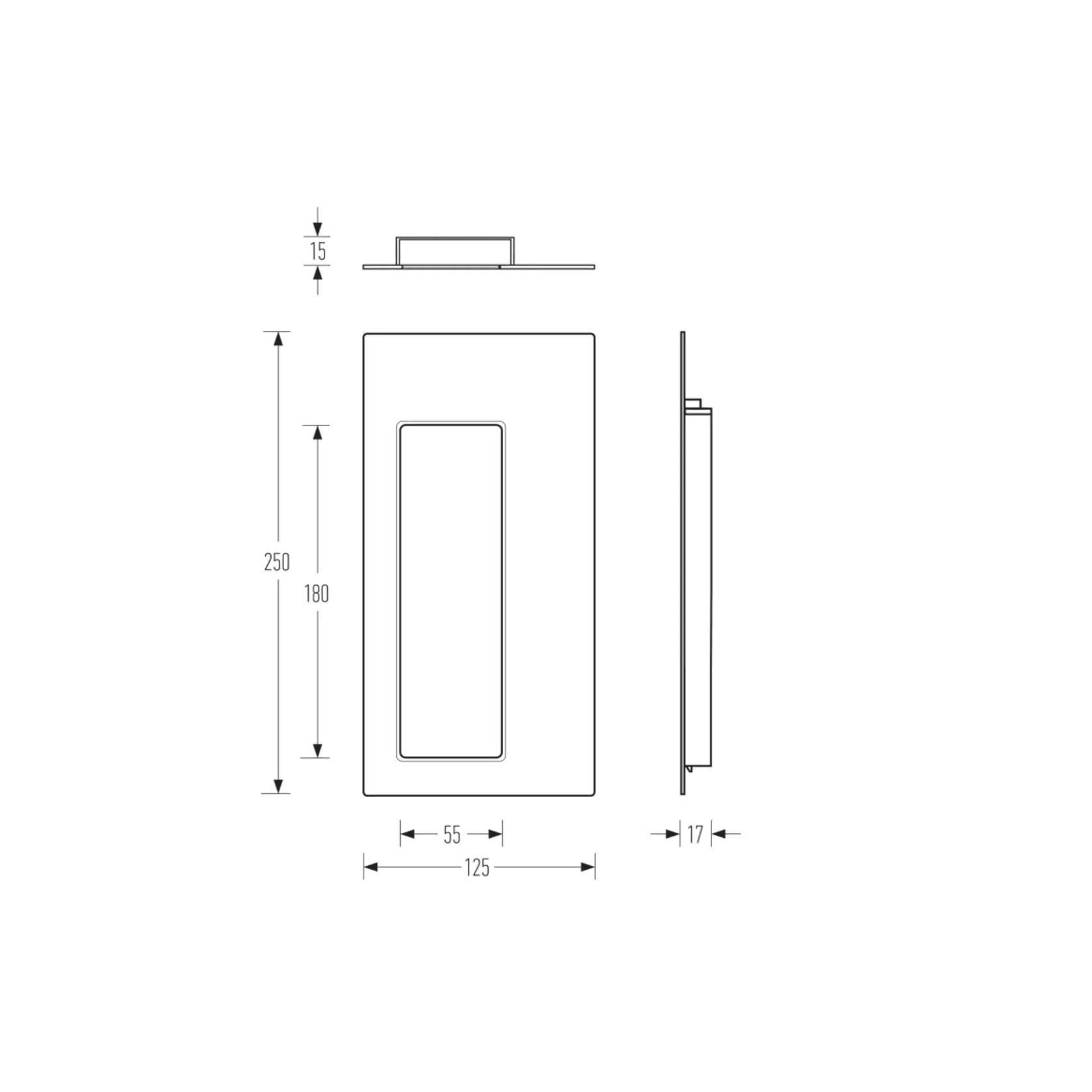 HB1900 Series Rectangle Offset Flush Pull gallery detail image