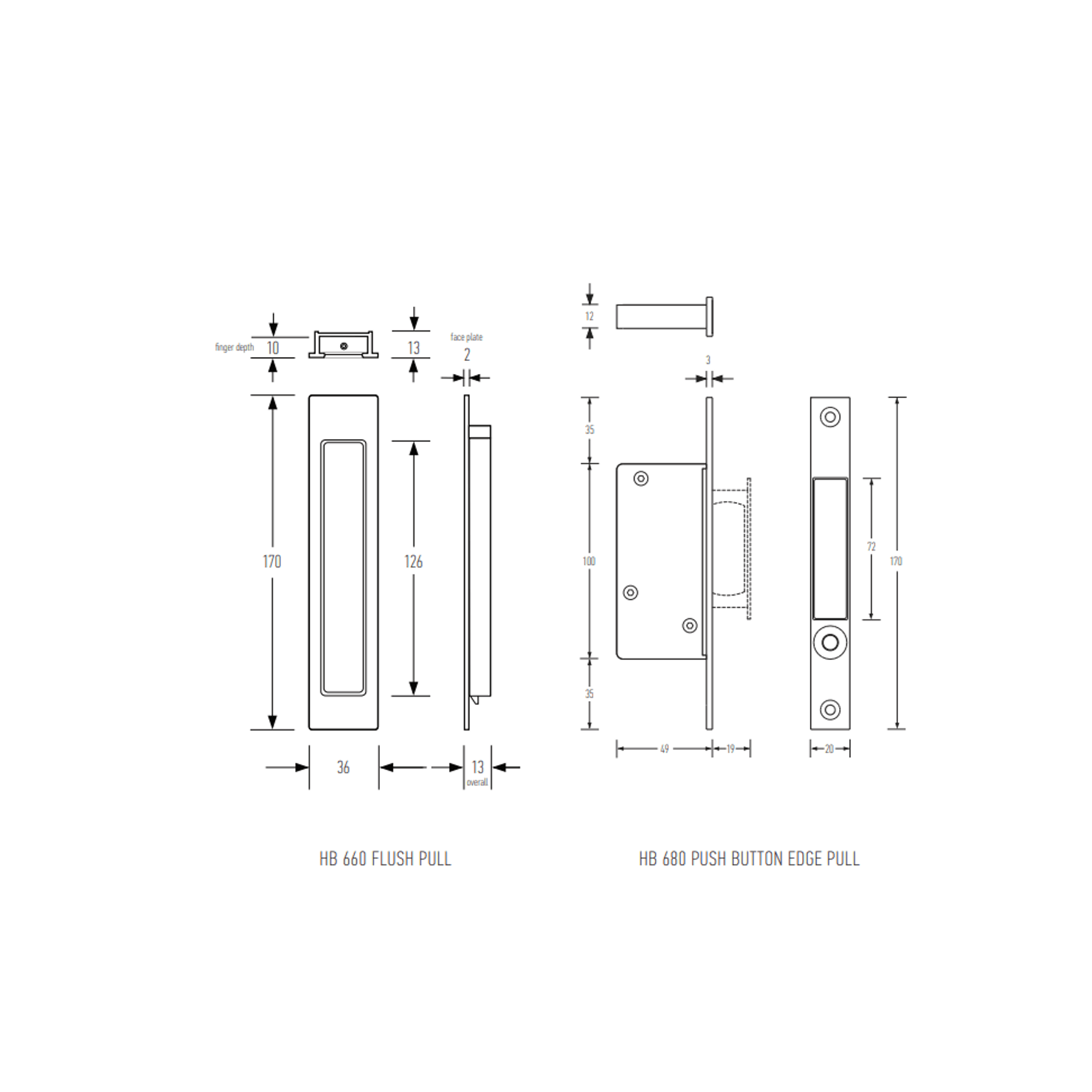 HB620 Passage Set (170mm Flush Pull) gallery detail image