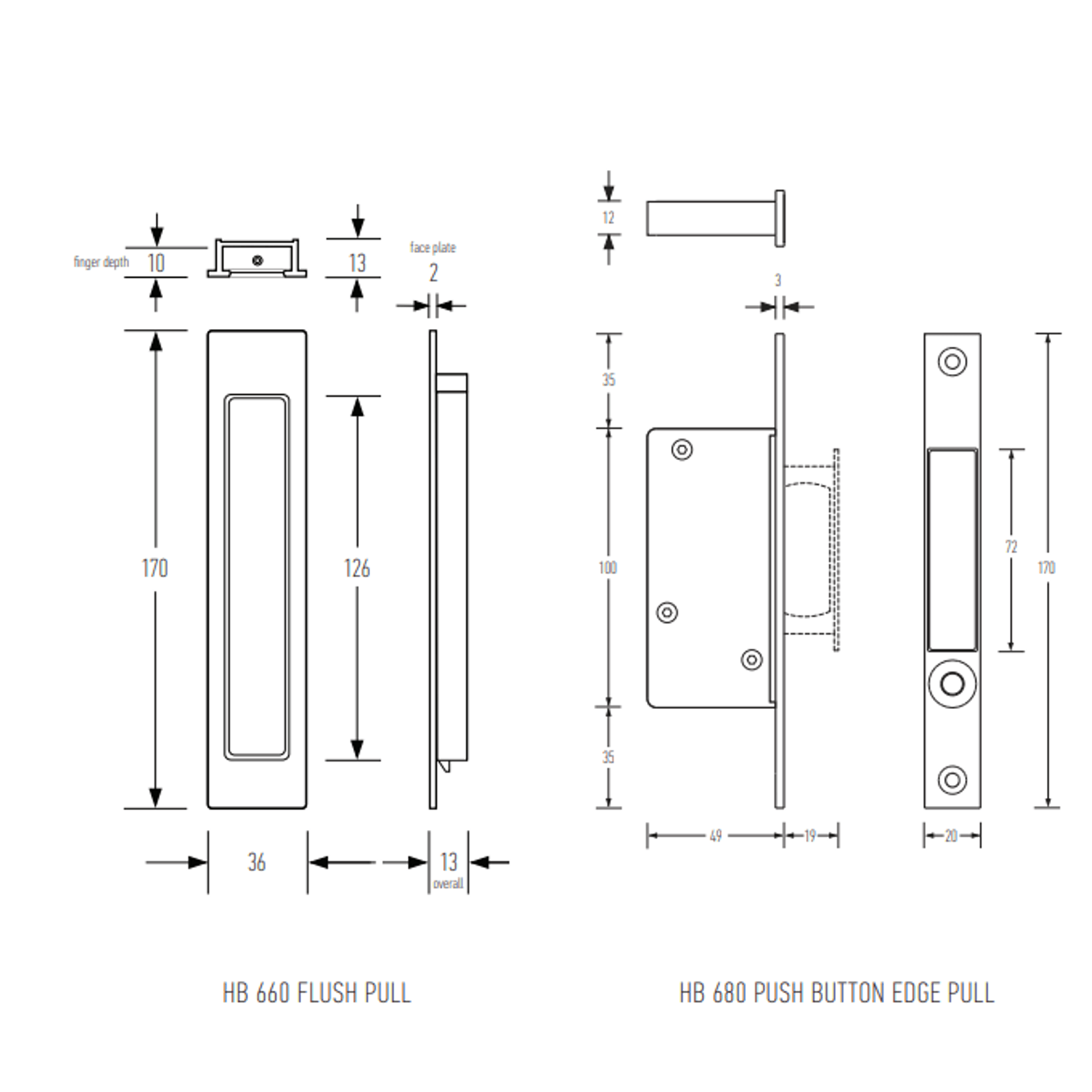 HB620 Passage Set (170mm Flush Pull) gallery detail image