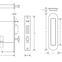 HB890 Brass Soft Edge Privacy Lock for Sliding Doors gallery detail image
