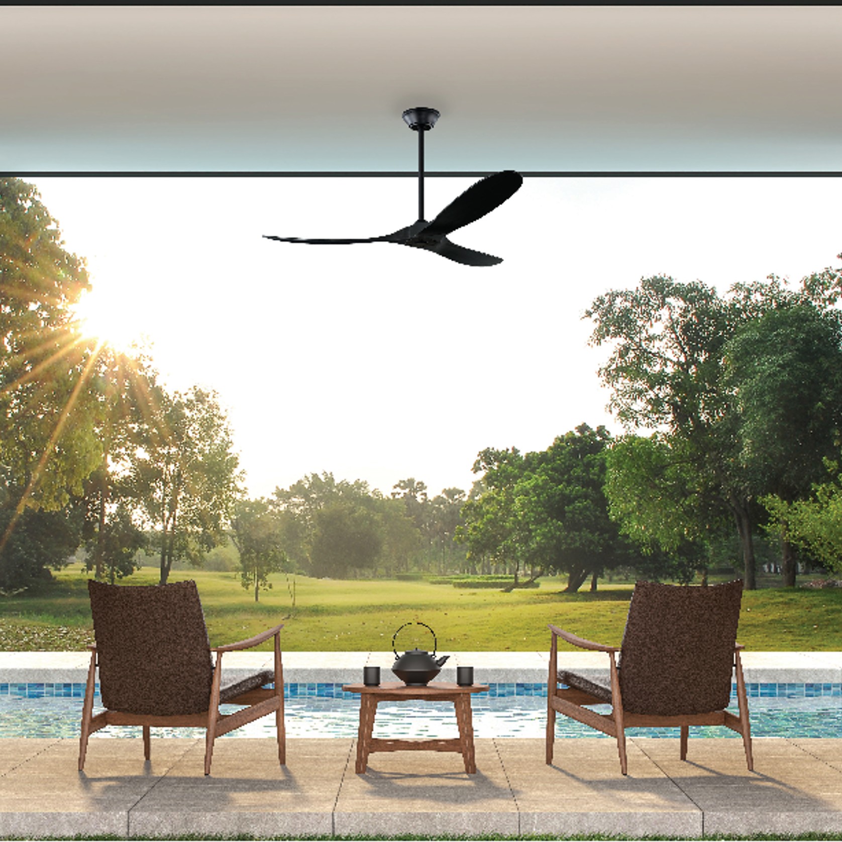 Milano SLIDER Ceiling Fan Junior Matt Black gallery detail image