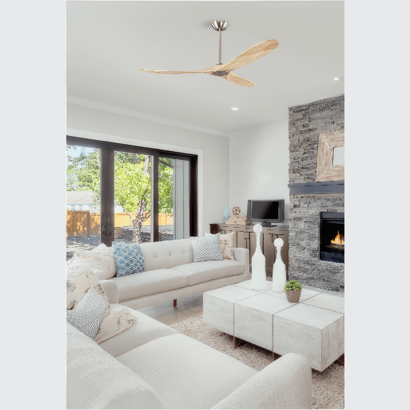 Milano SLIDER Ceiling Fan Junior Full Moon - Wood Blade gallery detail image