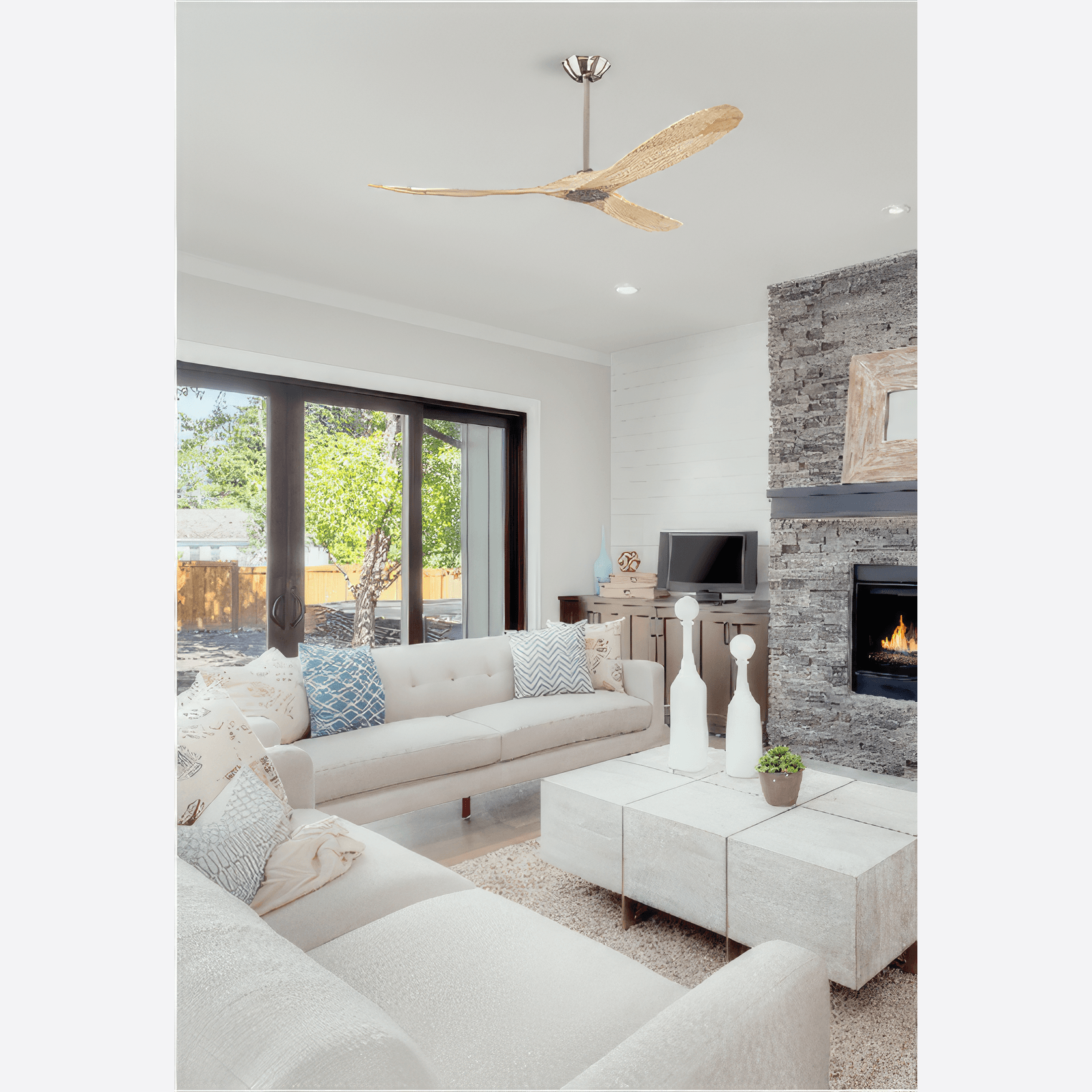 Milano SLIDER Ceiling Fan Junior Full Moon - Wood Blade gallery detail image