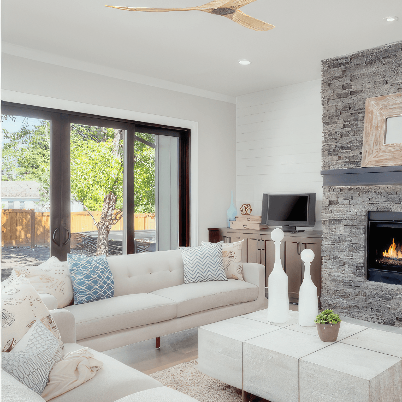 Milano SLIDER Ceiling Fan Junior Full Moon - Wood Blade gallery detail image