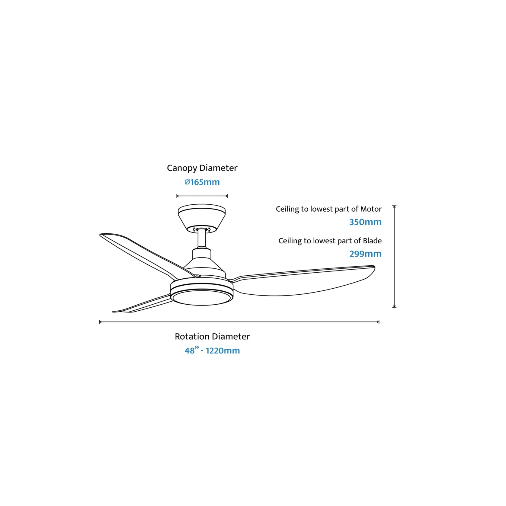 Sora Indoor/Outdoor Quick-Install 3-Blade Ceiling Fan gallery detail image