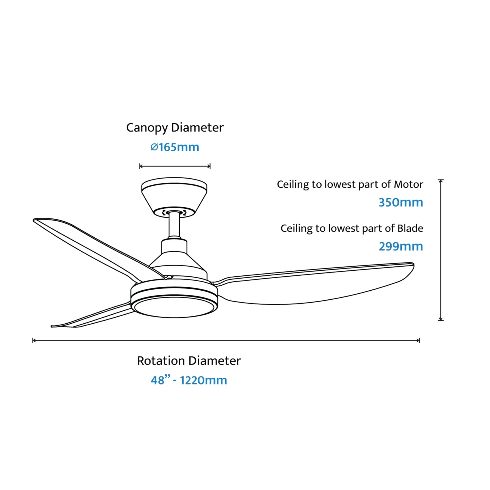 Sora Indoor/Outdoor Quick-Install 3-Blade Ceiling Fan gallery detail image