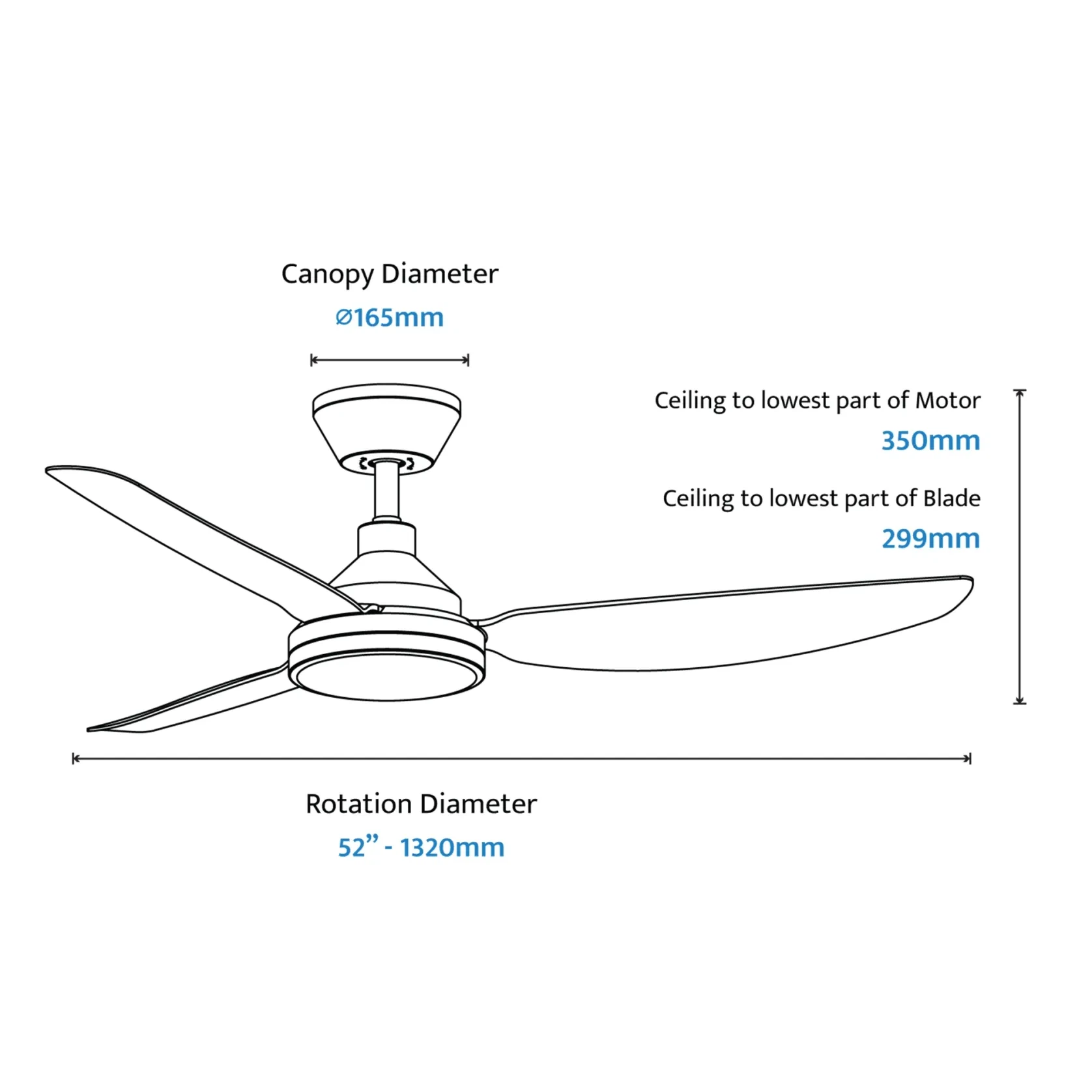 Sora Indoor/Outdoor Quick-Install 3-Blade Ceiling Fan gallery detail image
