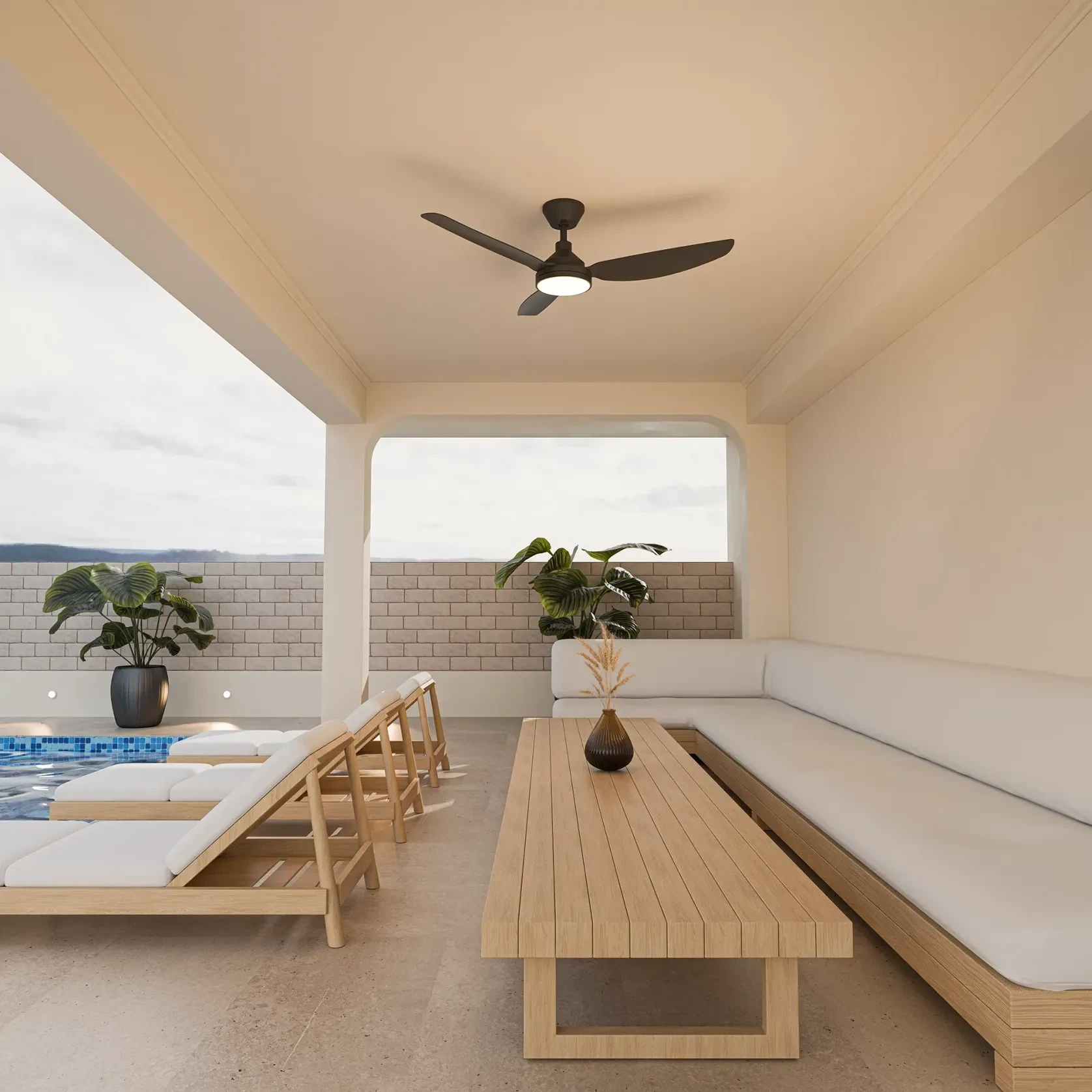 Sora Indoor/Outdoor Quick-Install 3-Blade Ceiling Fan gallery detail image