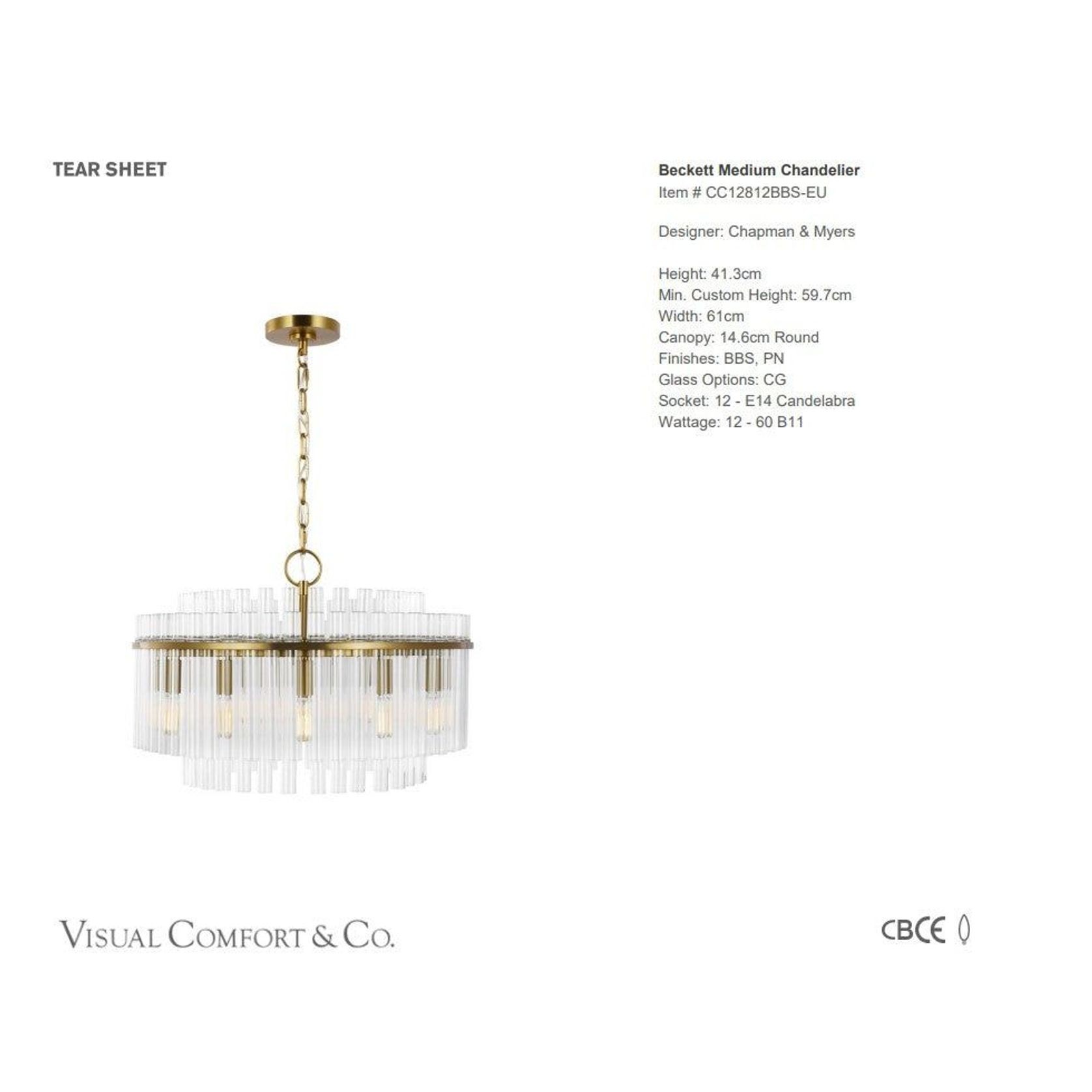 Visual Comfort Chapman & Myers Beckett Chandelier gallery detail image