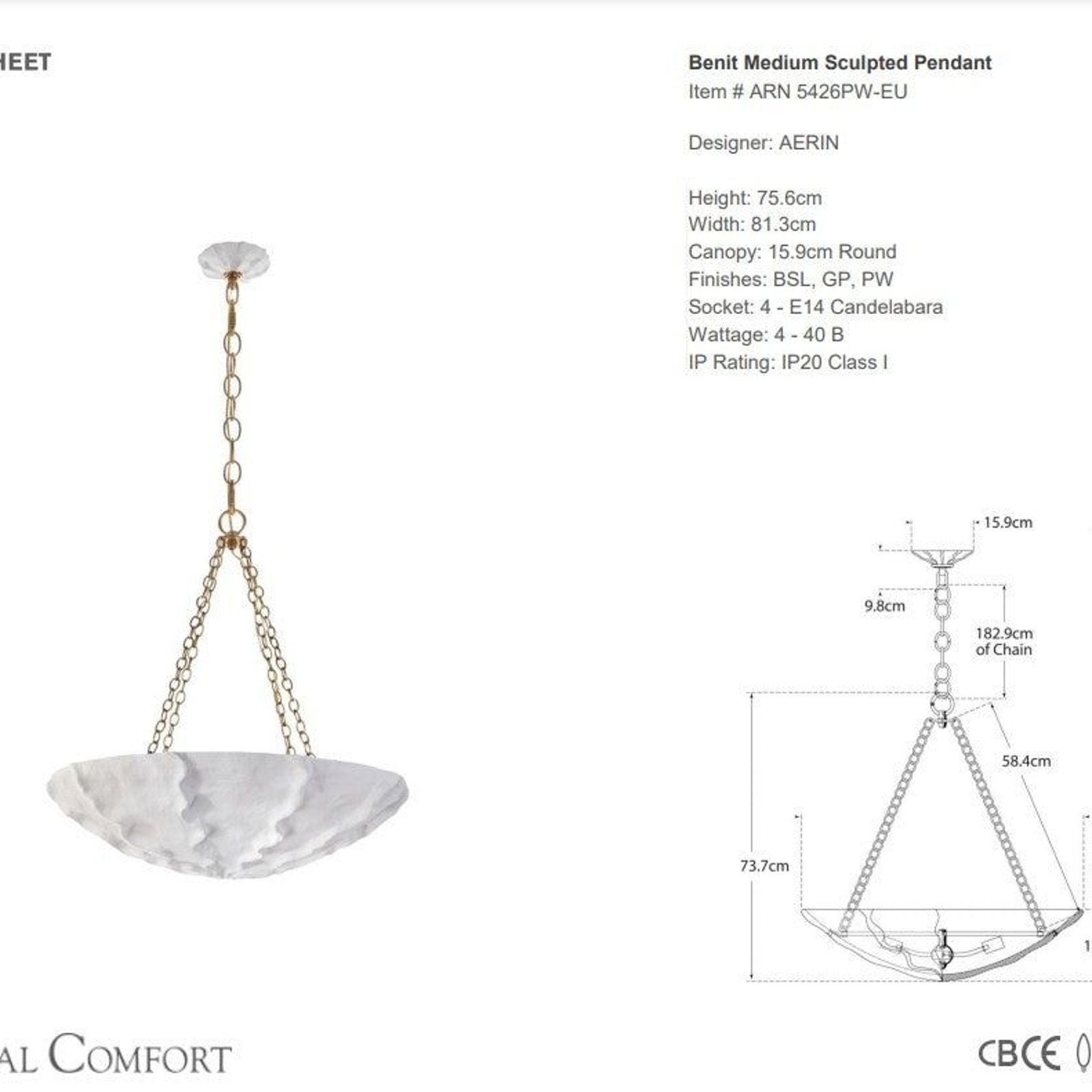 Visual Comfort AERIN Benit Sculpted Chandelier gallery detail image