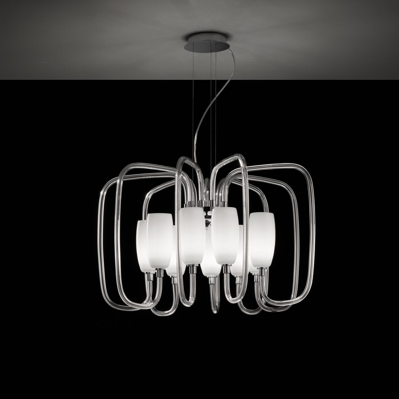 Modern Glass Chandelier 9 LED Lights Suspended gallery detail image