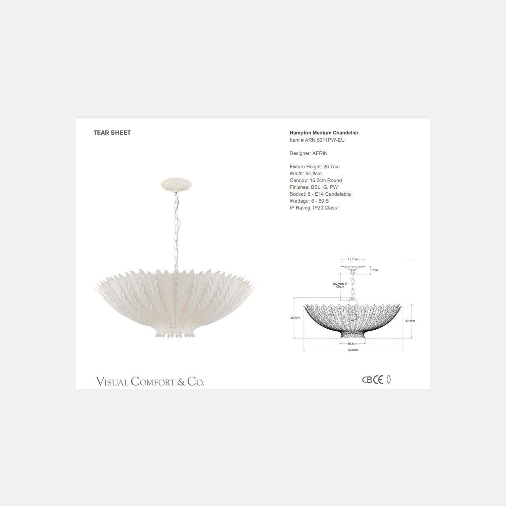 Visual Comfort AERIN Hampton Chandelier gallery detail image