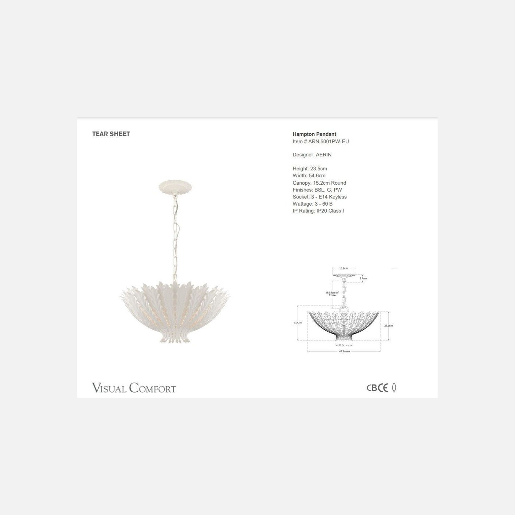 Visual Comfort AERIN Hampton Chandelier gallery detail image