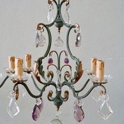 French Wrought Iron & Glass Chandeliers (pair) gallery detail image