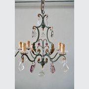 French Wrought Iron & Glass Chandeliers (pair) gallery detail image