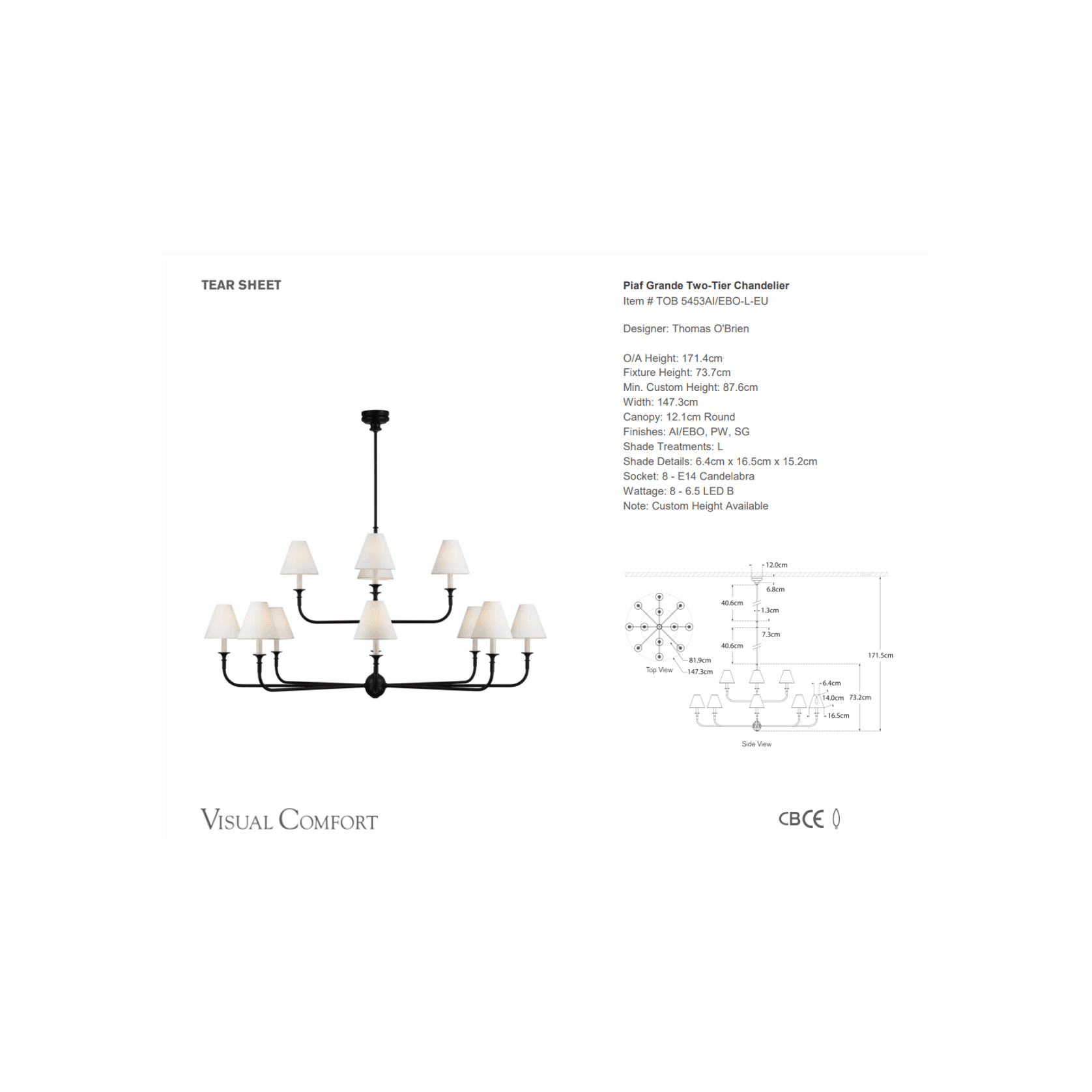 Thomas O'Brien Piaf Grande Two Tier Chandelier gallery detail image