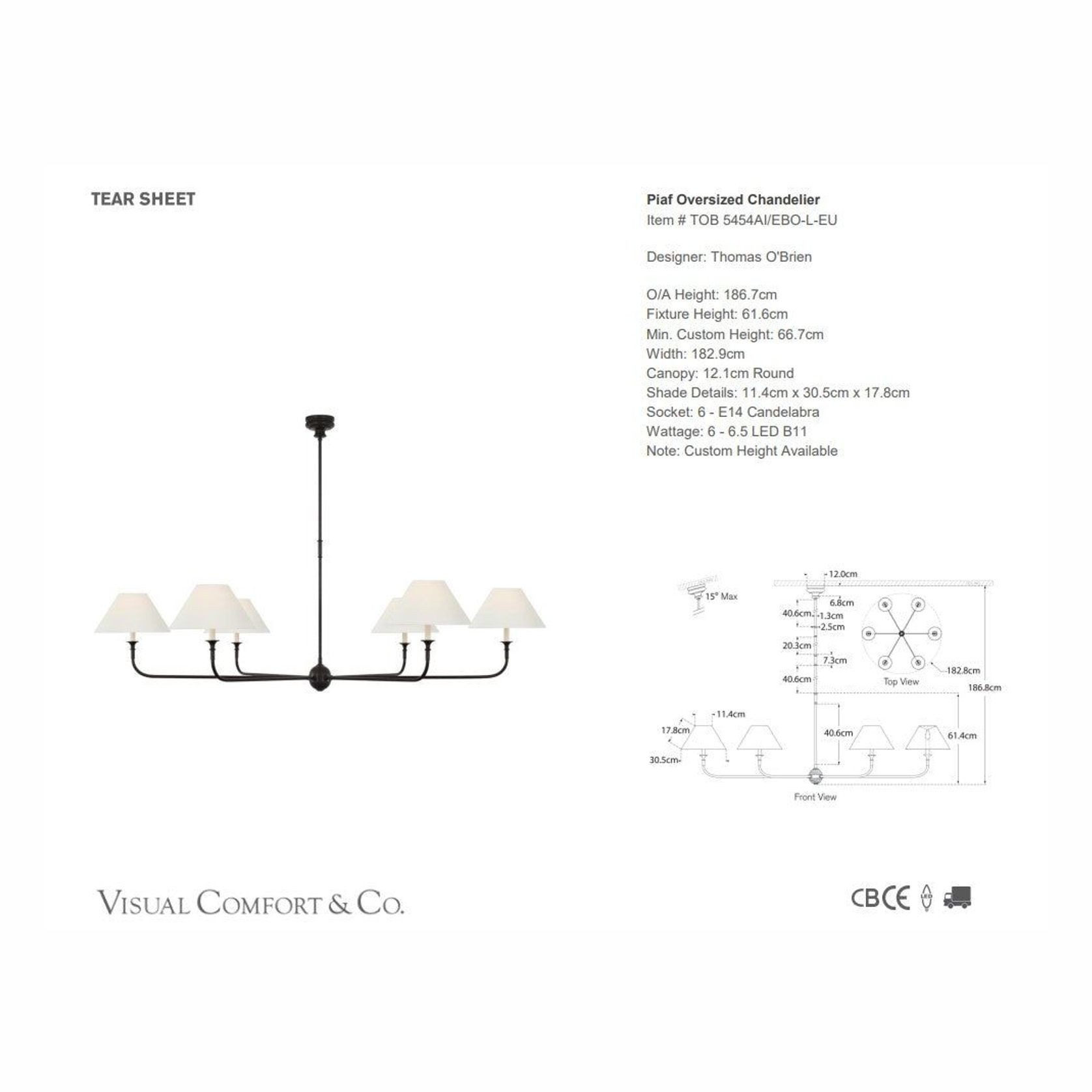 Visual Comfort Thomas O'Brien Piaf Oversized Chandelier gallery detail image