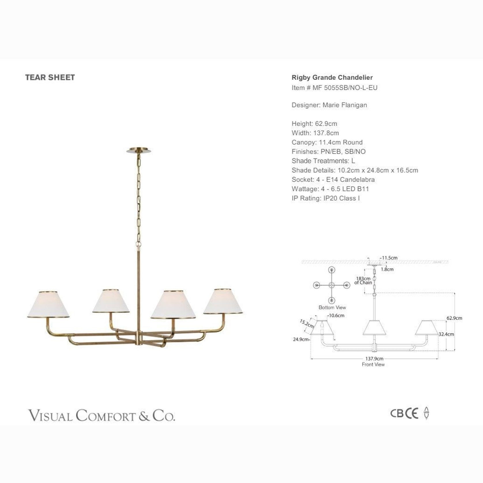 Visual Comfort Marie Flanigan Rigby Grande Chandelier gallery detail image