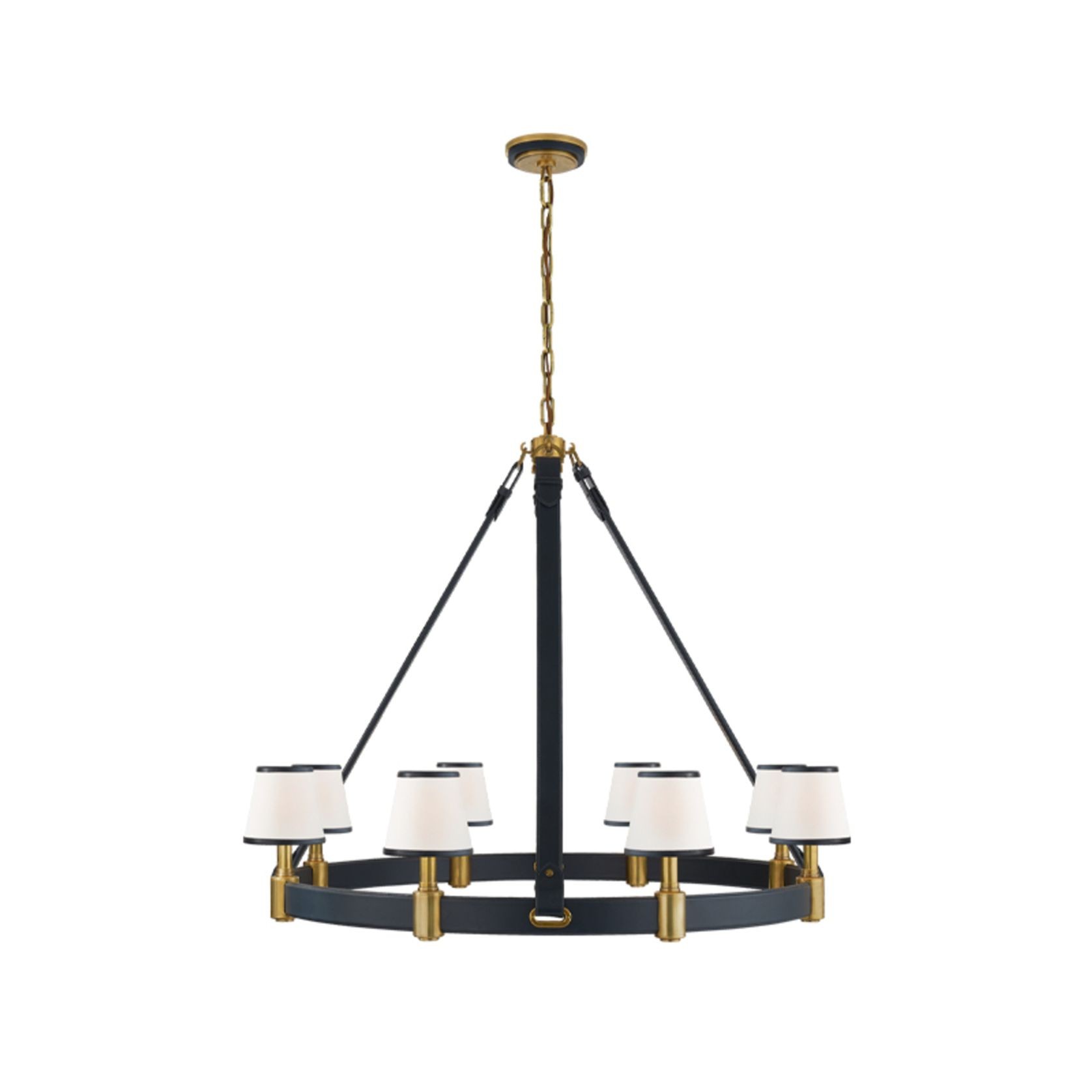Riley Large Ring Chandelier – Brass and Navy gallery detail image
