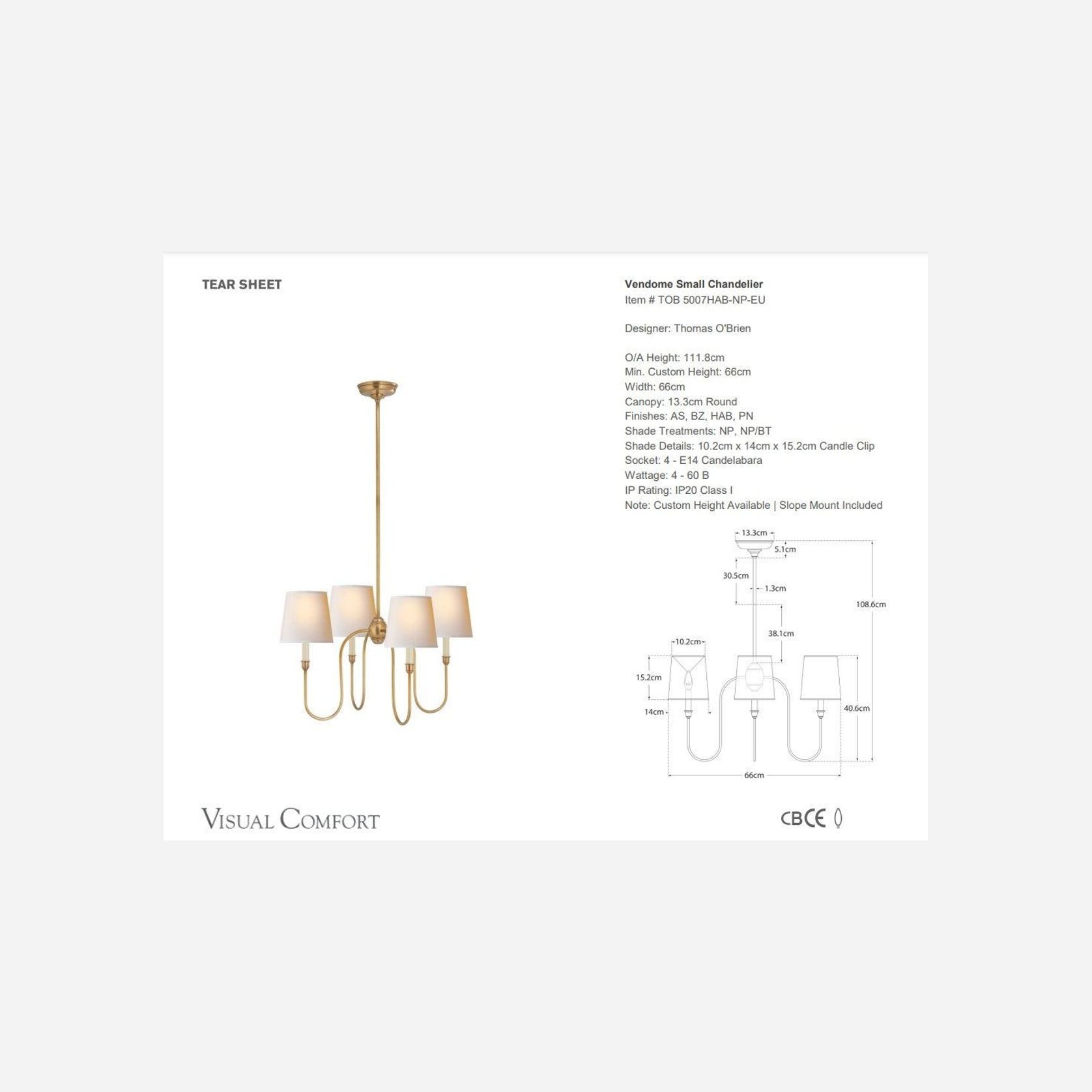 Visual Comfort Thomas O'Brien Vendome Small Chandelier gallery detail image