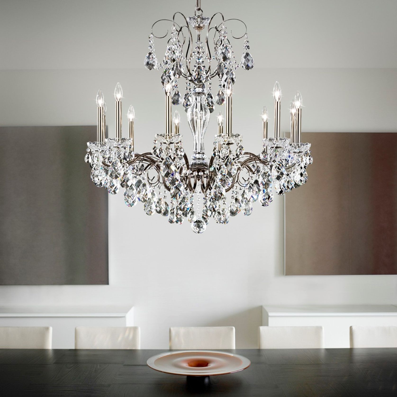 Sonatina 12 Light Crystal Chandelier in Polished Nickel gallery detail image