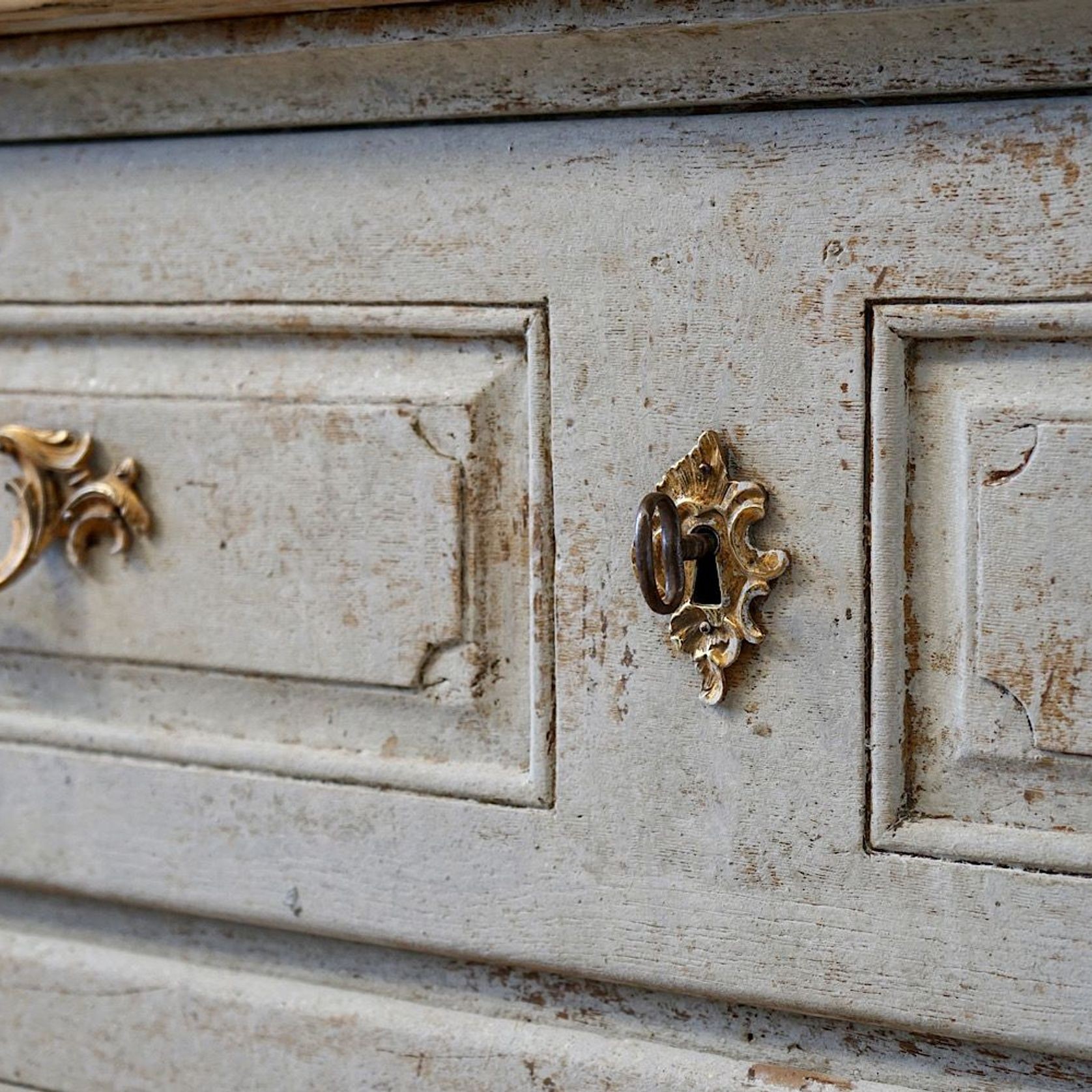 Antique French Louis XV Painted Commode gallery detail image