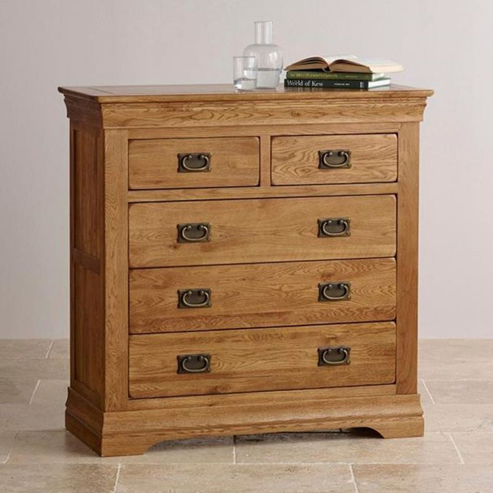 French Rustic Solid Oak 2+3 Chest Of Drawers gallery detail image