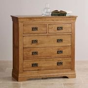 French Rustic Solid Oak 2+3 Chest Of Drawers gallery detail image