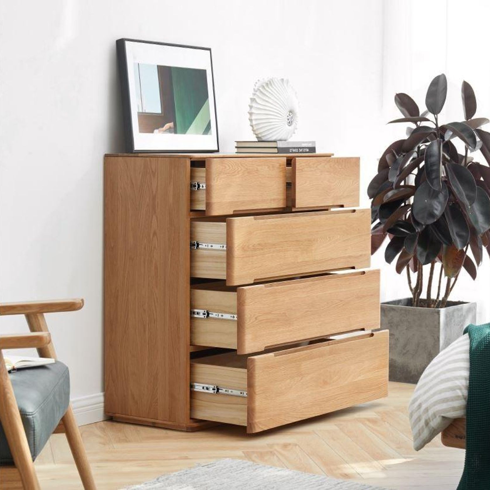 Manchester Natural Solid Oak 2+3 Chest of Drawers gallery detail image