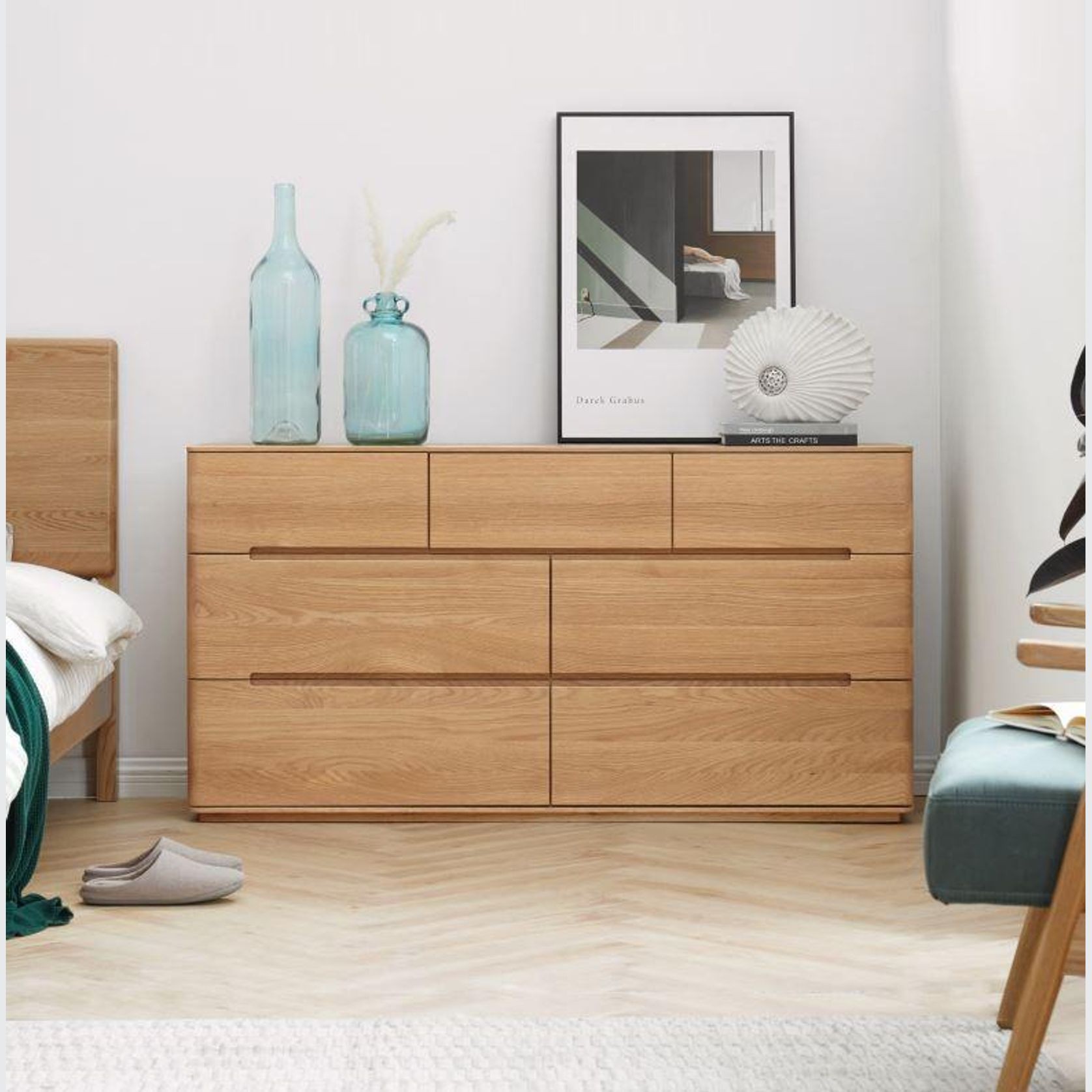 Manchester Natural Solid Oak 3+4 Chest of Drawers gallery detail image