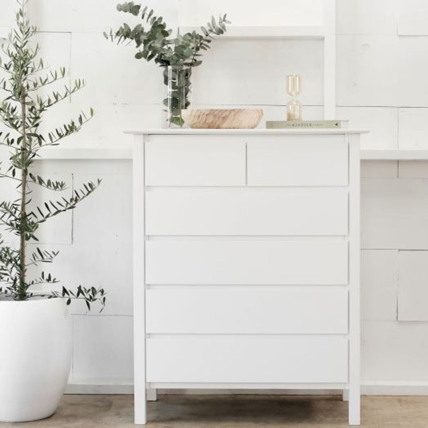 Myer White Tallboy | Hardwood Frame gallery detail image
