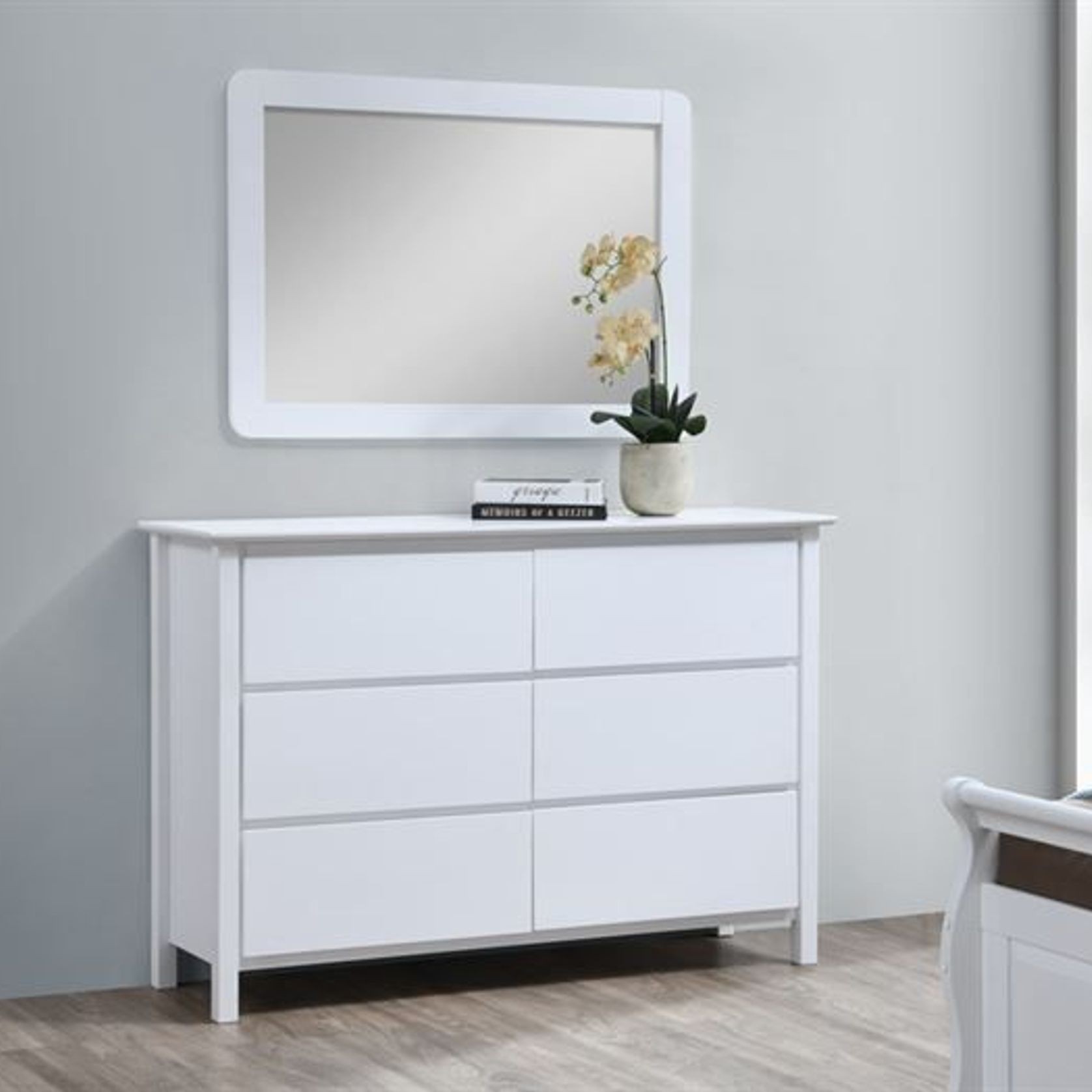 Myer White Dressing Table with Mirror | Hardwood Frame gallery detail image