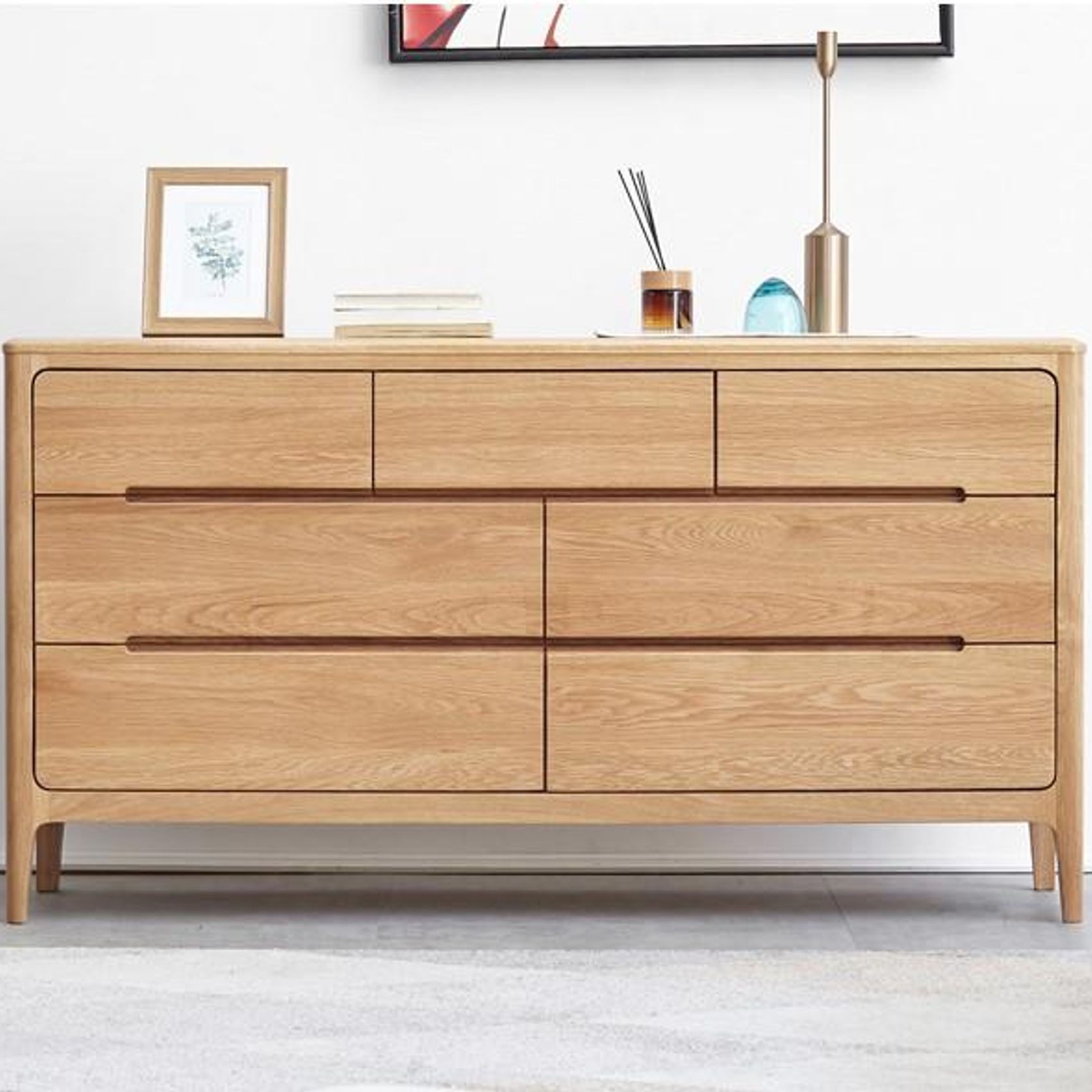 Seattle Natural Solid Oak 3+4 Chest of Drawers gallery detail image