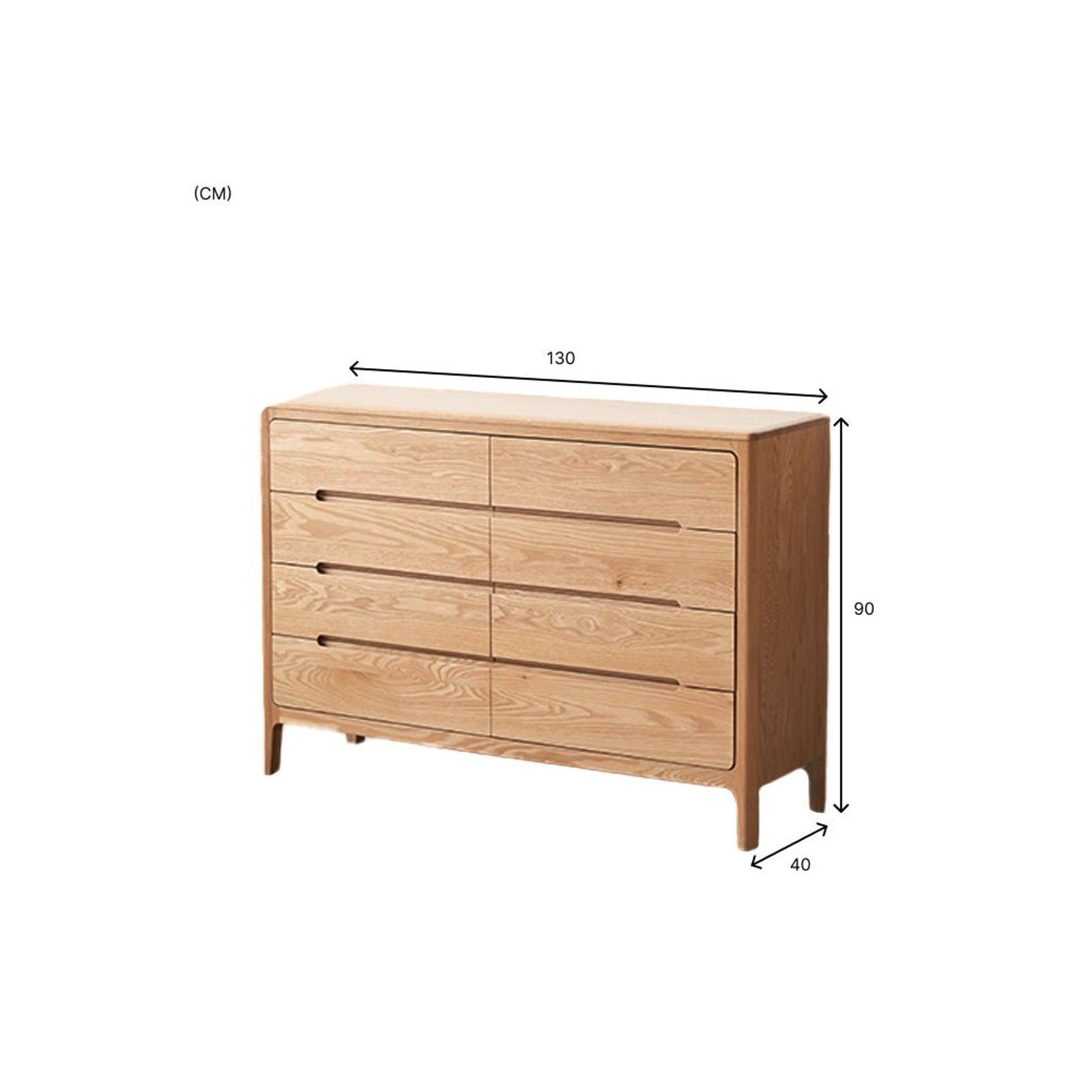 Seattle Natural Solid Oak Chest of 8 Drawers gallery detail image