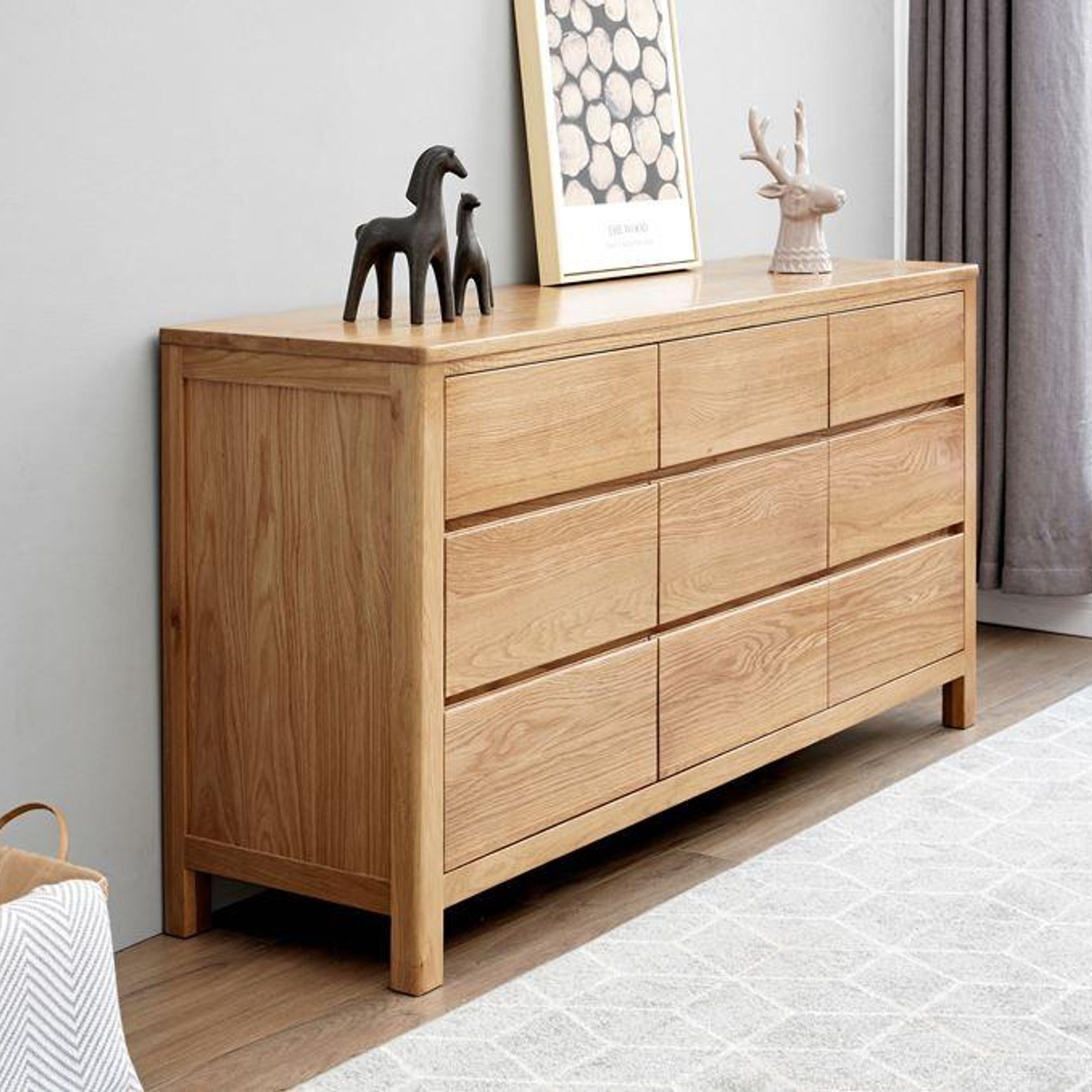 Humbie Natural Solid Oak Chest of 9 Drawers gallery detail image