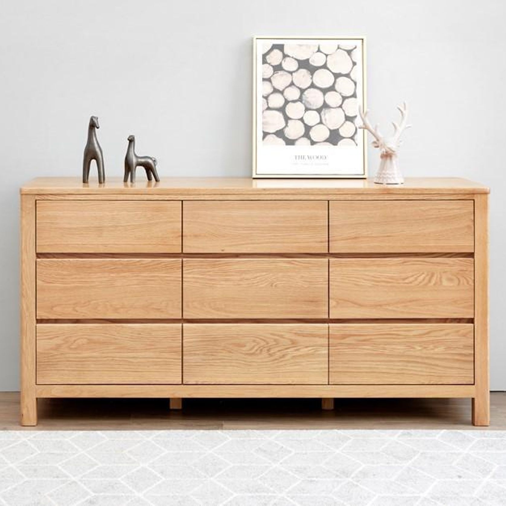 Humbie Natural Solid Oak Chest of 9 Drawers gallery detail image