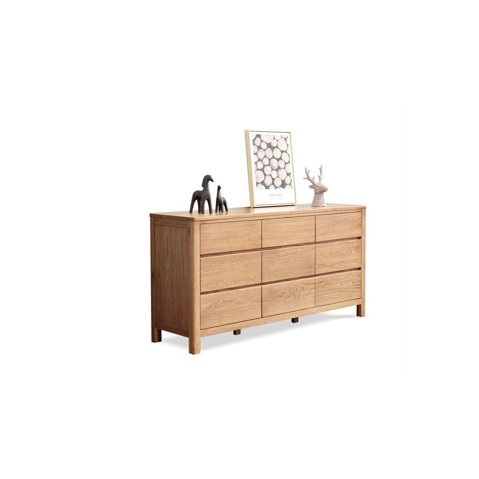 Humbie Natural Solid Oak Chest of 9 Drawers gallery detail image