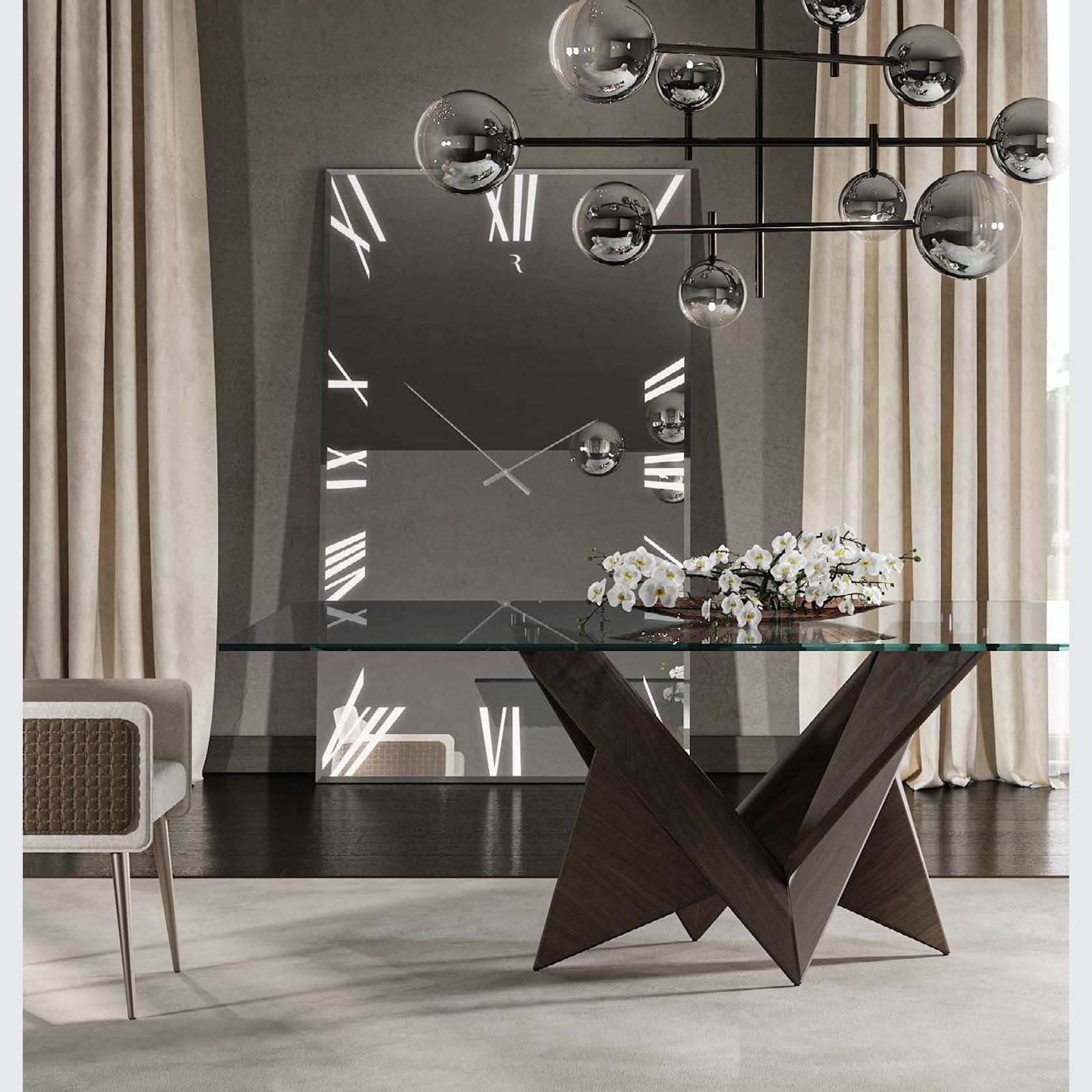 Titanium Rectangle Mirrored Clock gallery detail image