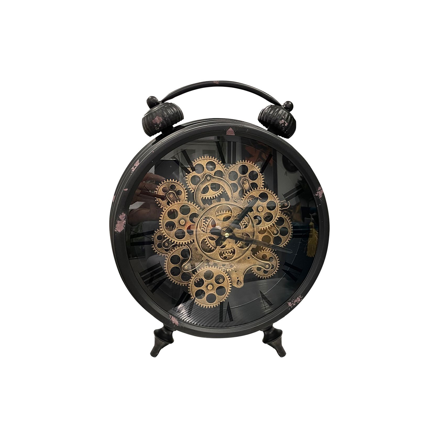 Aged Black Cog Old Fashioned Alarm Clock gallery detail image